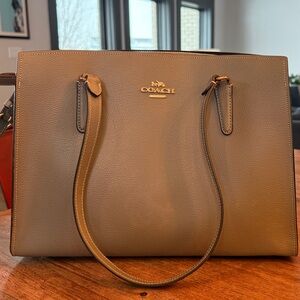 Coach Leather Tote with Crossbody Strap – Gray – Excellent Condition